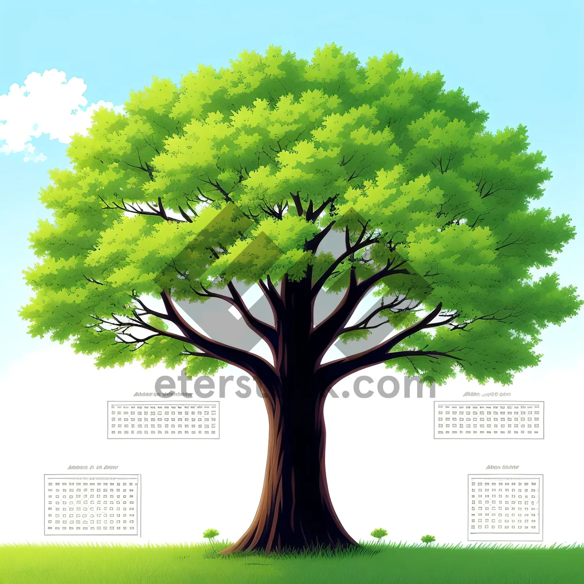Picture of Summer Oak Tree in Forest Landscape