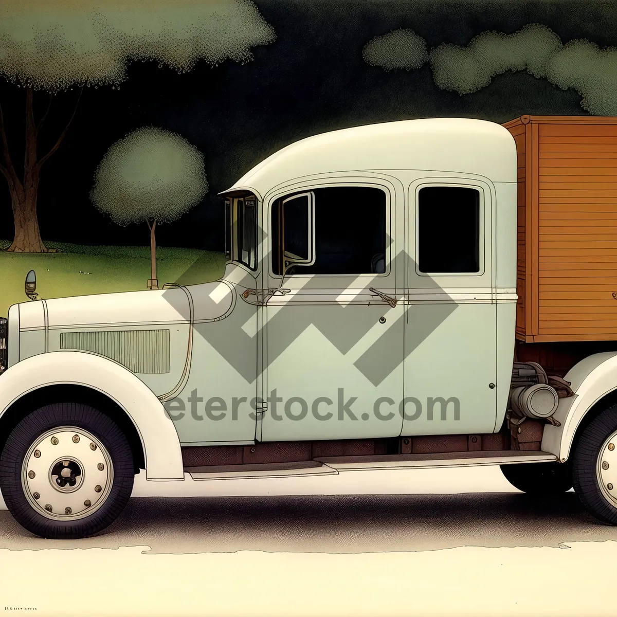 Picture of Vintage Delivery Truck on Road