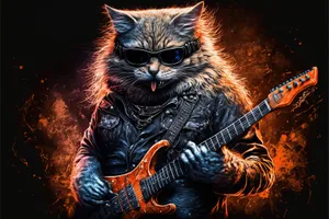 Fashionable black cat with electric guitar puzzle