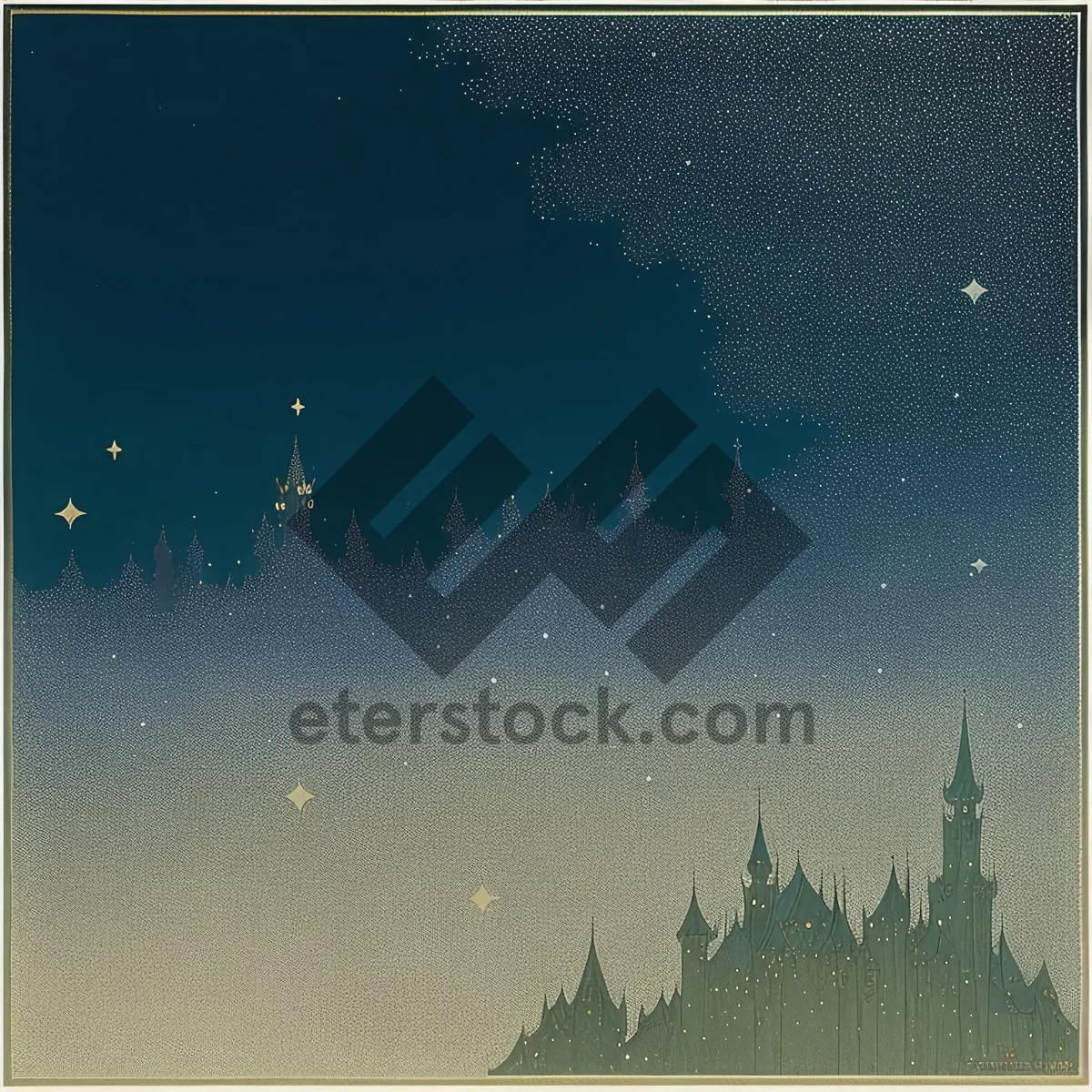 Picture of Winter Holiday Sky Star Silhouette Frame Texture Design