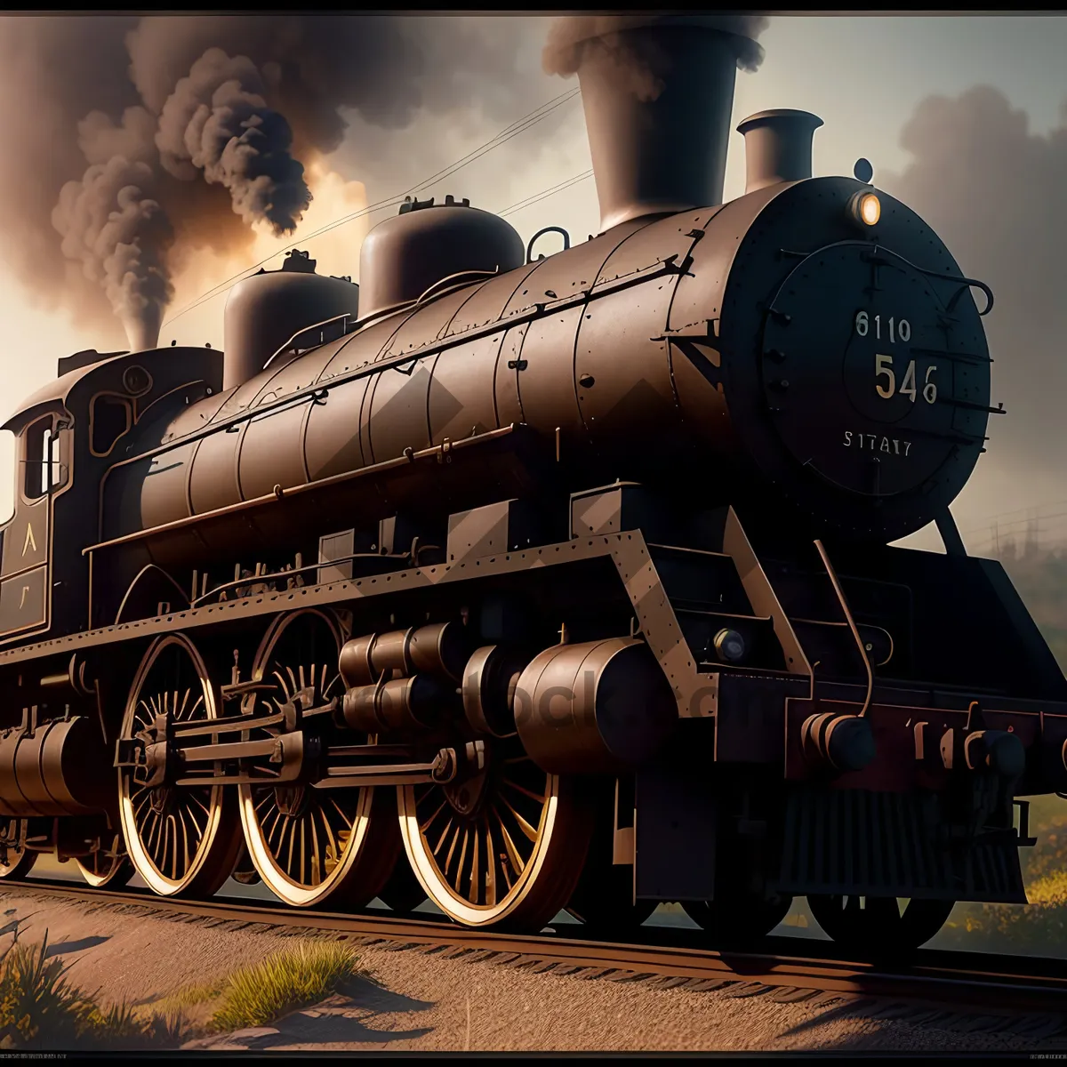 Picture of Vintage Steam Locomotive: Powerful Industrial Rail Transport