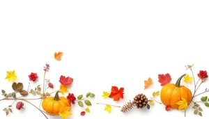 Colorful Floral Pumpkin Frame with Cartoon Flowers