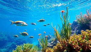 Colorful Tropical Fish Swimming in Sunlit Coral Reef