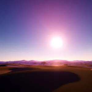 Golden Desert Horizon at Sunset