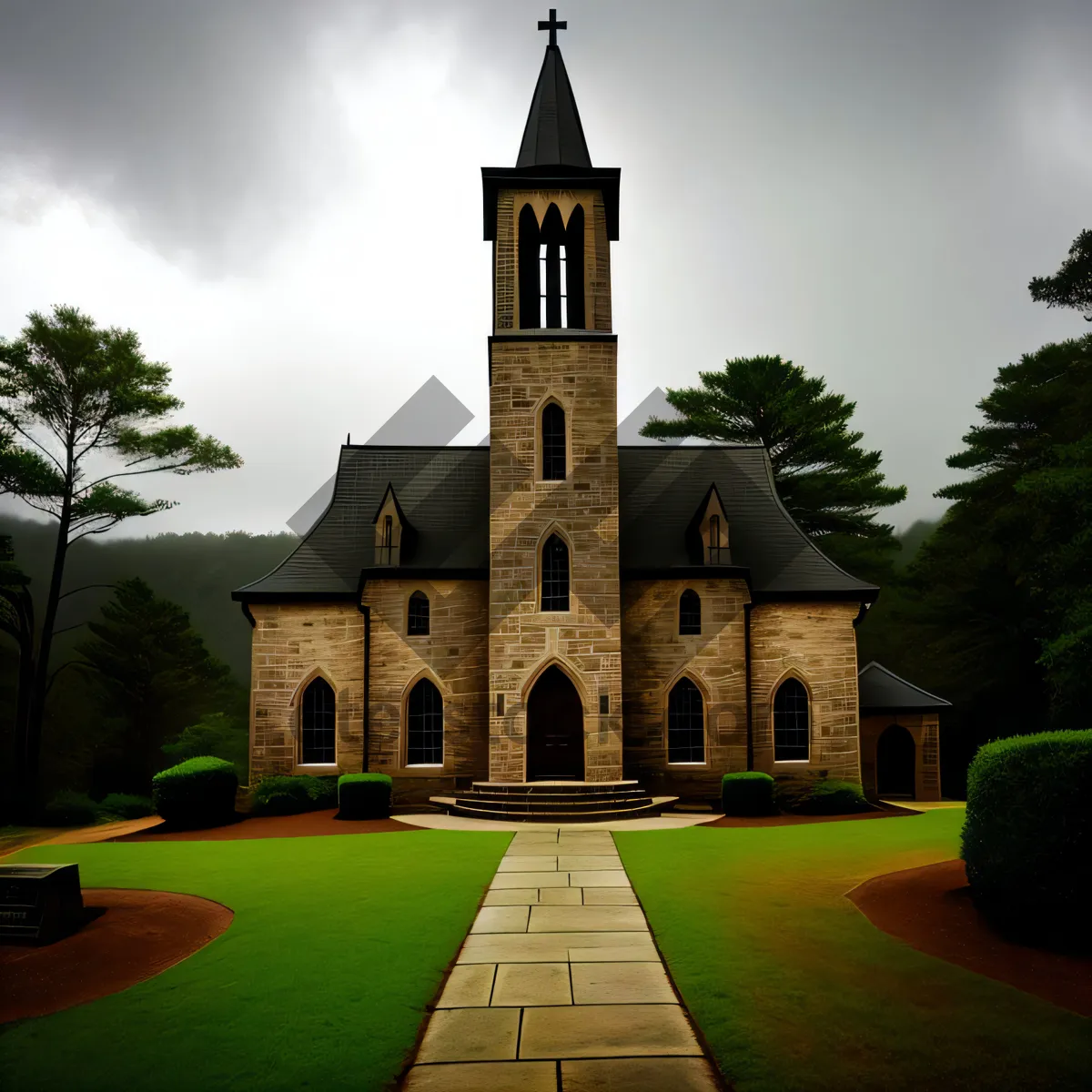 Picture of Stunning Historic Cathedral Tower in Religious Landmark