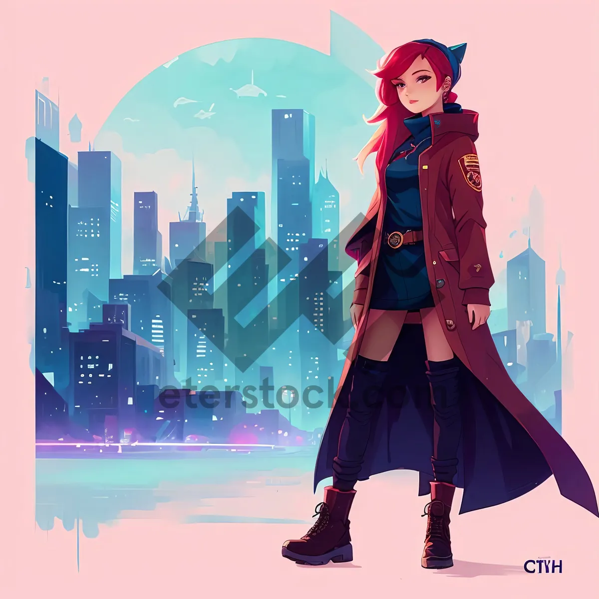 Picture of Fashionista Shopper in Stylish Silhouette with Bags