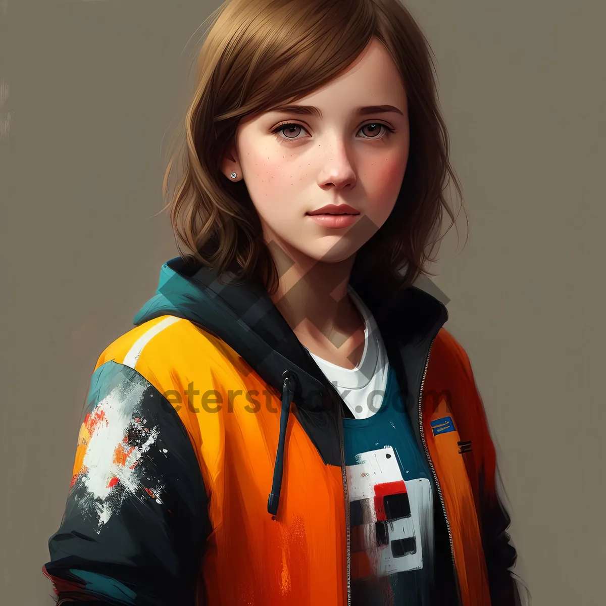 Picture of Smiling Businesswoman with Attractive Fashion Style