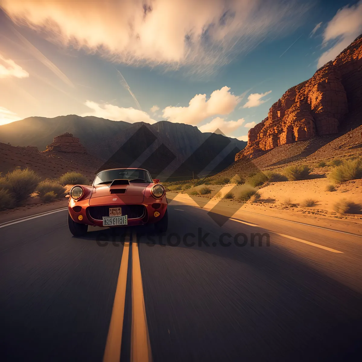 Picture of Speeding through scenic mountain landscape on the highway