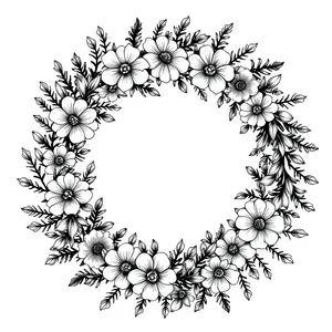 Winter snowflake decoration with floral motif ornament frame.