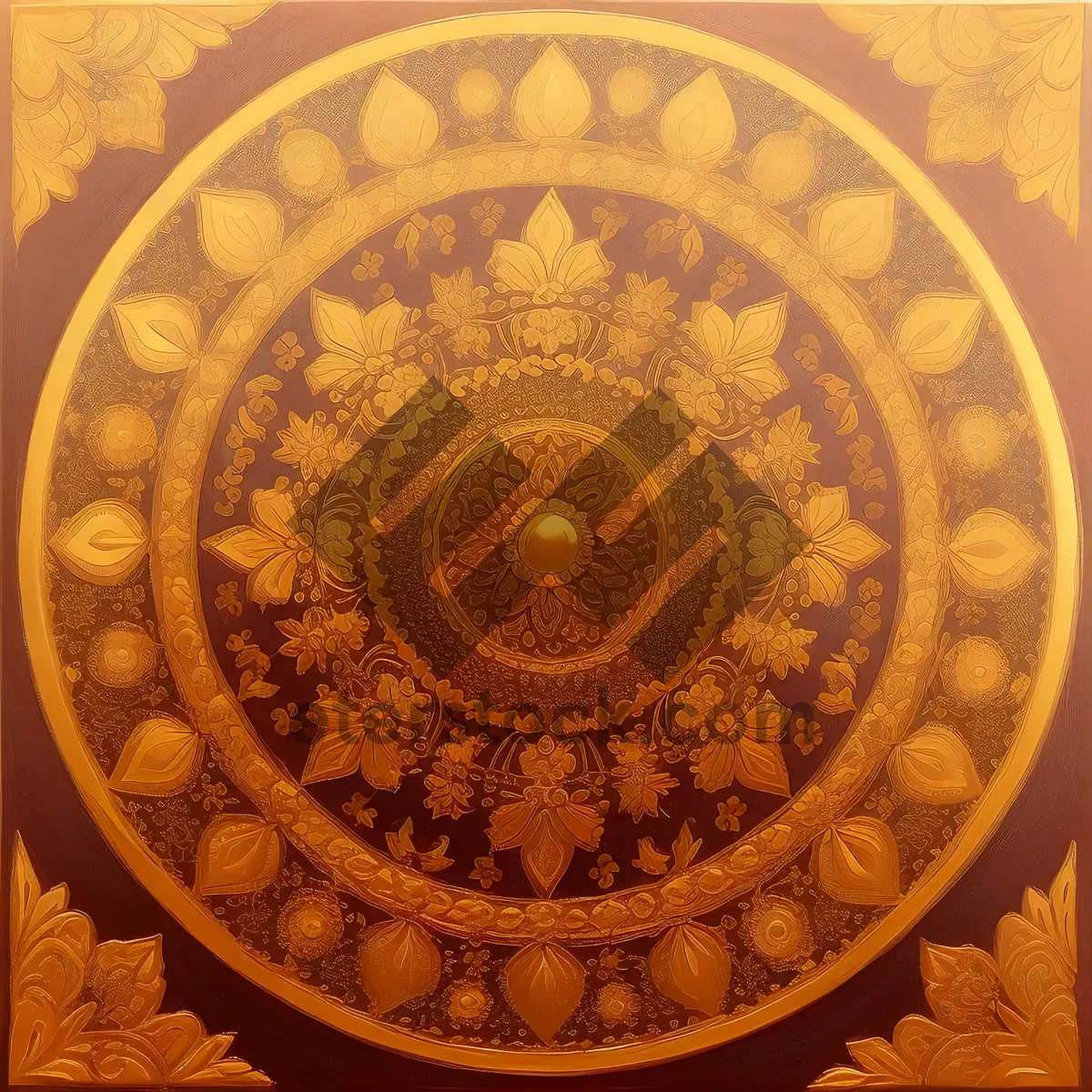 Picture of Arabesque Shield: Decorative Stucco Design with Intricate Graphic Pattern