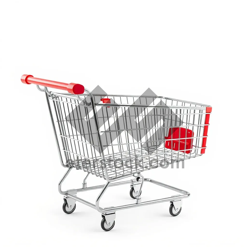 Picture of Metallic shopping cart for business finance transaction.