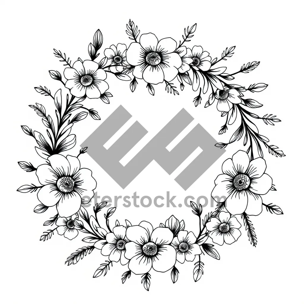 Picture of Vintage decorative floral silhouette border design element