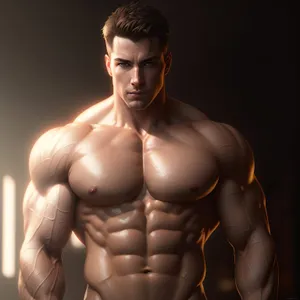 Powerful Torso: Muscular Male Bodybuilder Posing