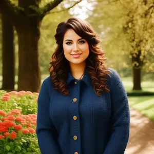 Happy Smiling Lady in Cardigan Sweater