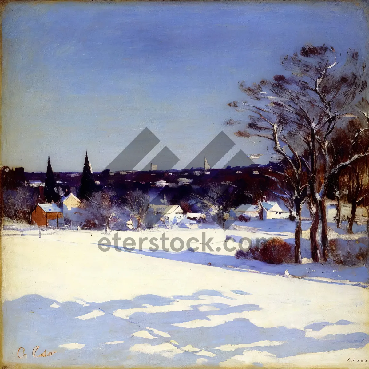 Picture of Snowy Resort Landscape with Majestic Sky and Trees