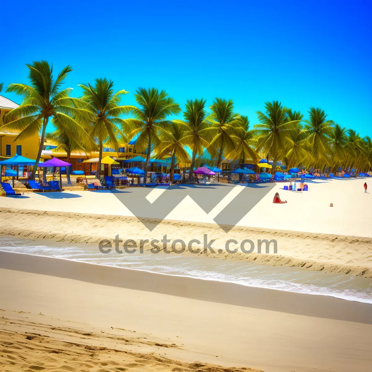 Picture of Serene Tropical Beach Paradise with Palm Trees