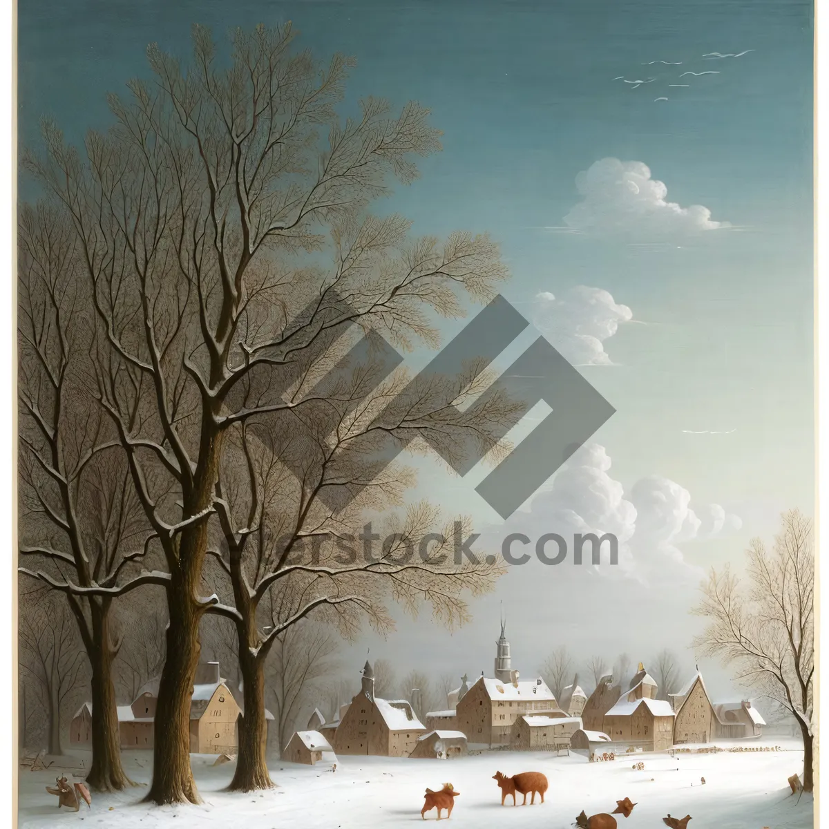 Picture of Serene Winter Landscape with Snowy Trees