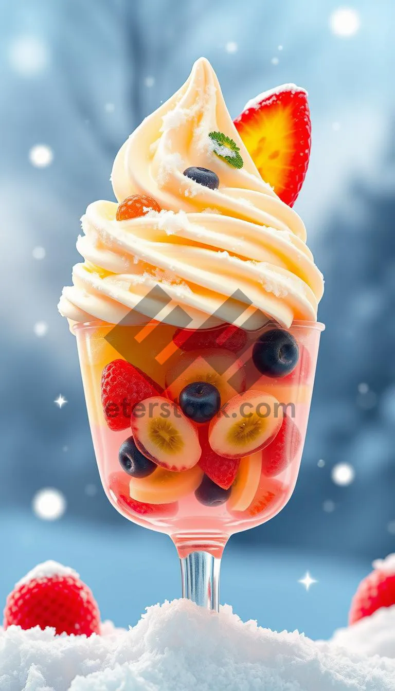 Picture of Colorful Strawberry Ice Cream Cone Dessert