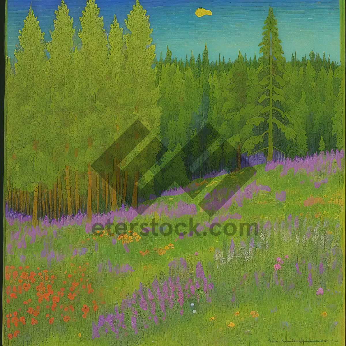 Picture of Serene Lavender Field in Rural Countryside