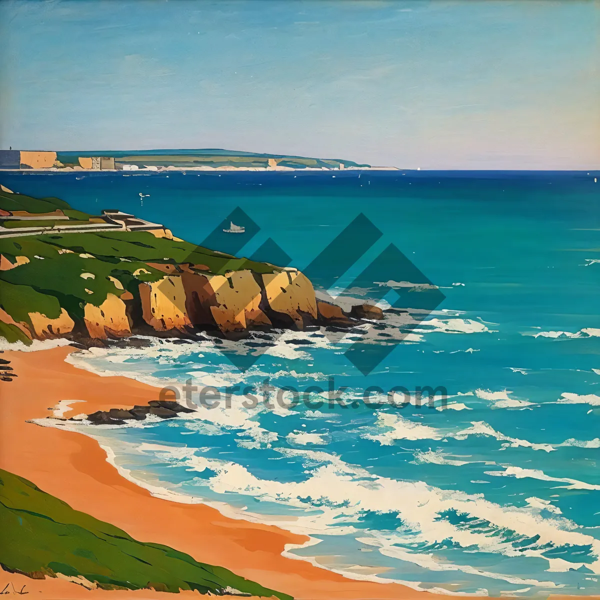 Picture of Turquoise Paradise: Beachside Bliss with Sunny Waves