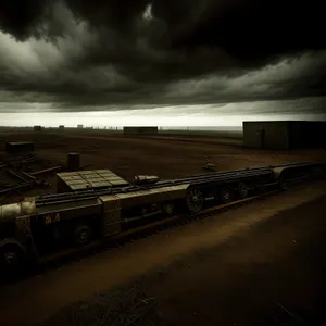 Freight Car Traveling Along Scenic Highway with Clouds