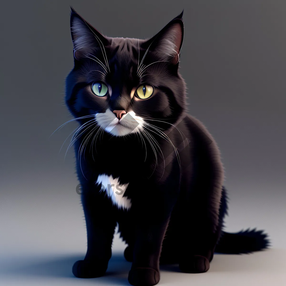 Picture of Fluffy Gray Kitty With Curious Whiskers