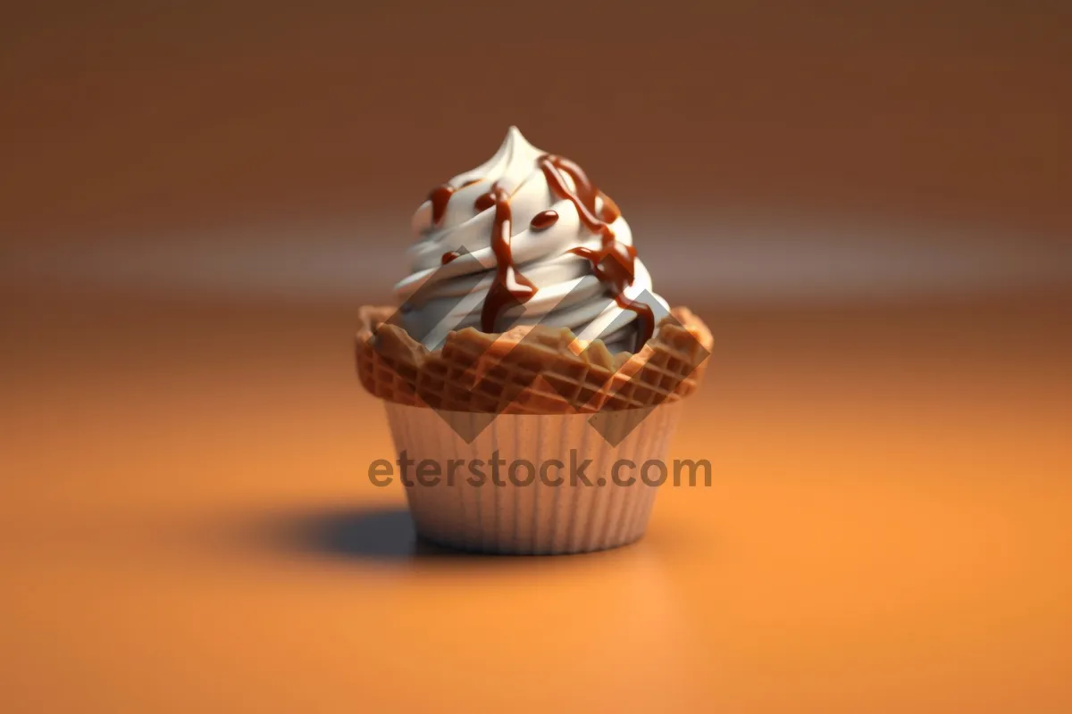 Picture of Pink Birthday Cupcake with Creamy Frosting