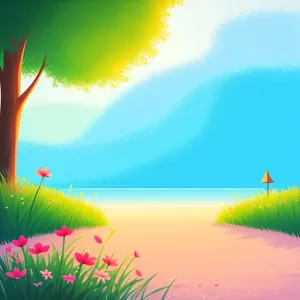 Vibrant Summer Landscape with Sunny Sky