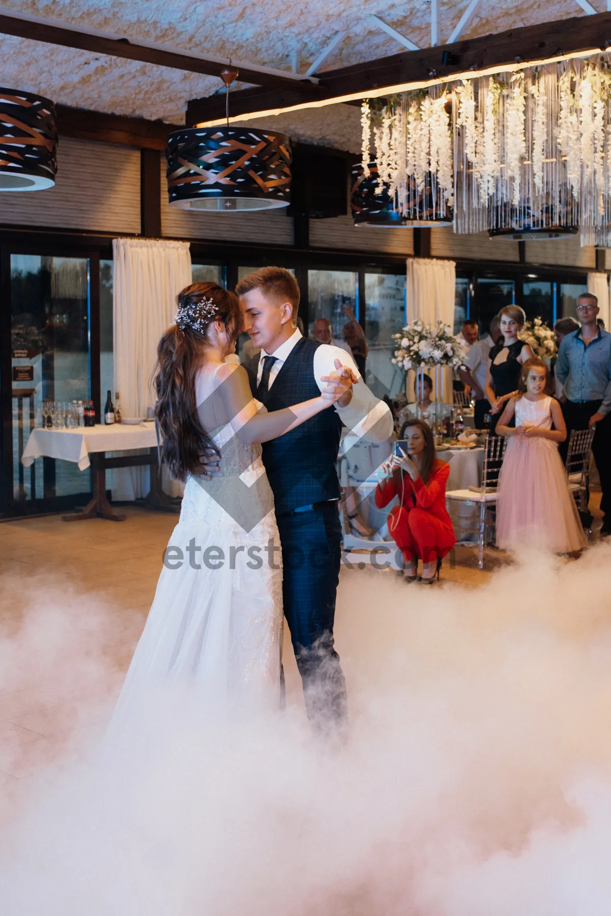 Picture of Happy bride and groom celebrating wedding day