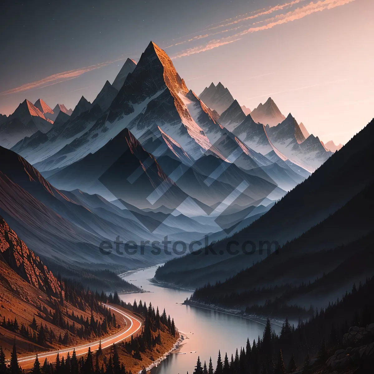 Picture of Majestic Peak: Tranquil Mountain Landscape Reflection