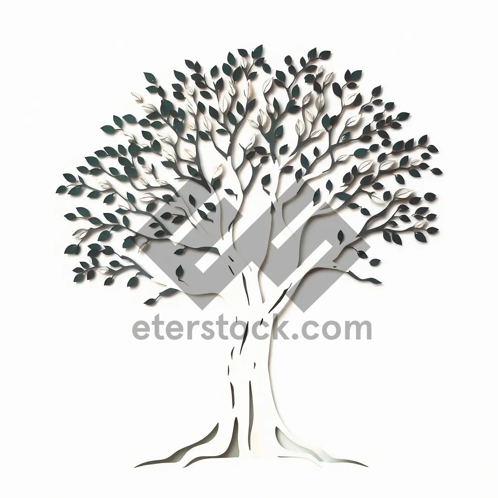 Picture of Black Oak Tree Silhouette Graphic Design Element