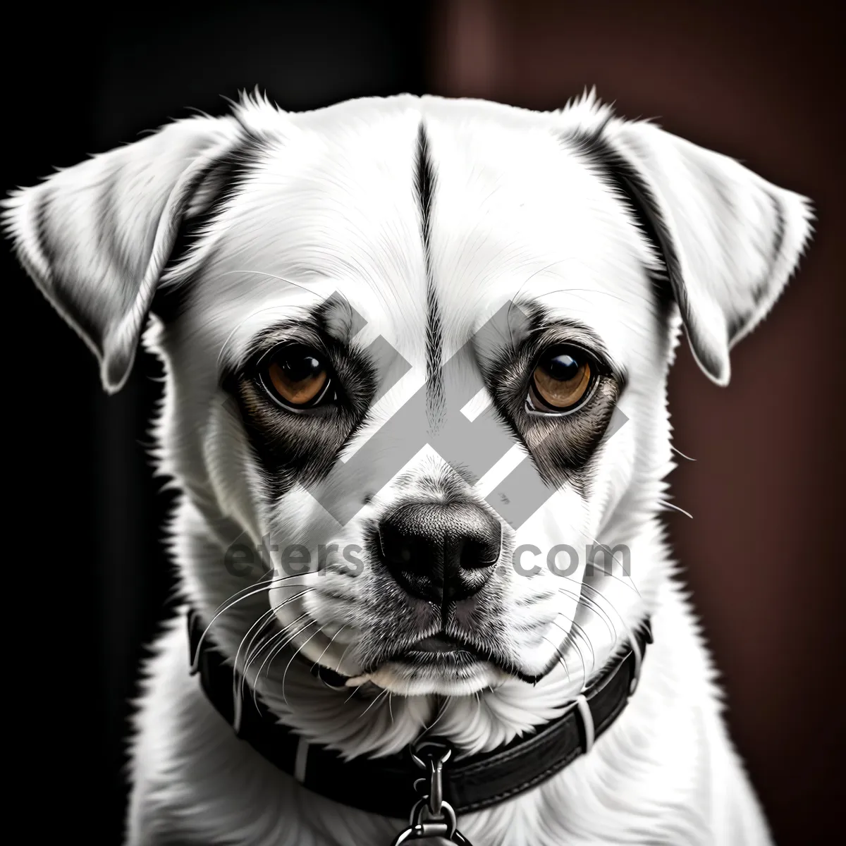 Picture of Adorable Purebred Bulldog Puppy Sitting with Wrinkles