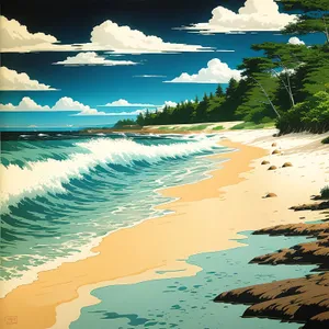 Serene Beachscape under Clear Turquoise Waves