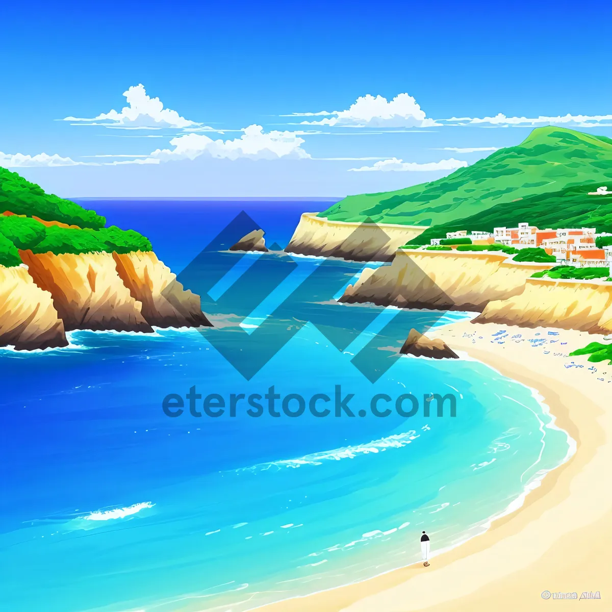 Picture of Tranquil Beachscape: Turquoise Waters, Sandy Coastline