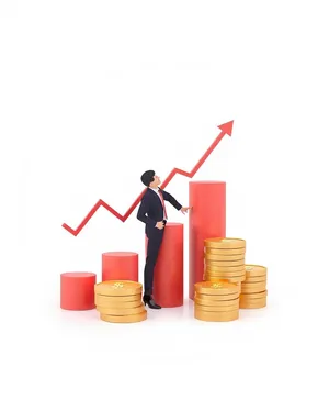 3D finance growth chart icon symbol