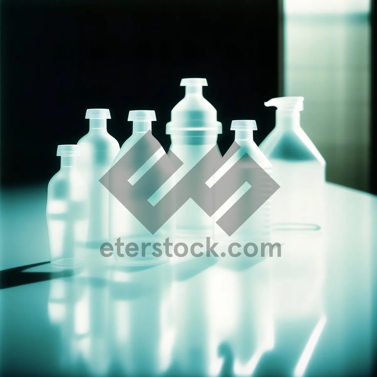 Picture of Clear water bottle for medical laboratory experiments.