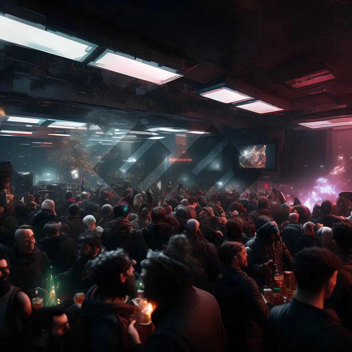 Picture of Man dancing in crowded disco club