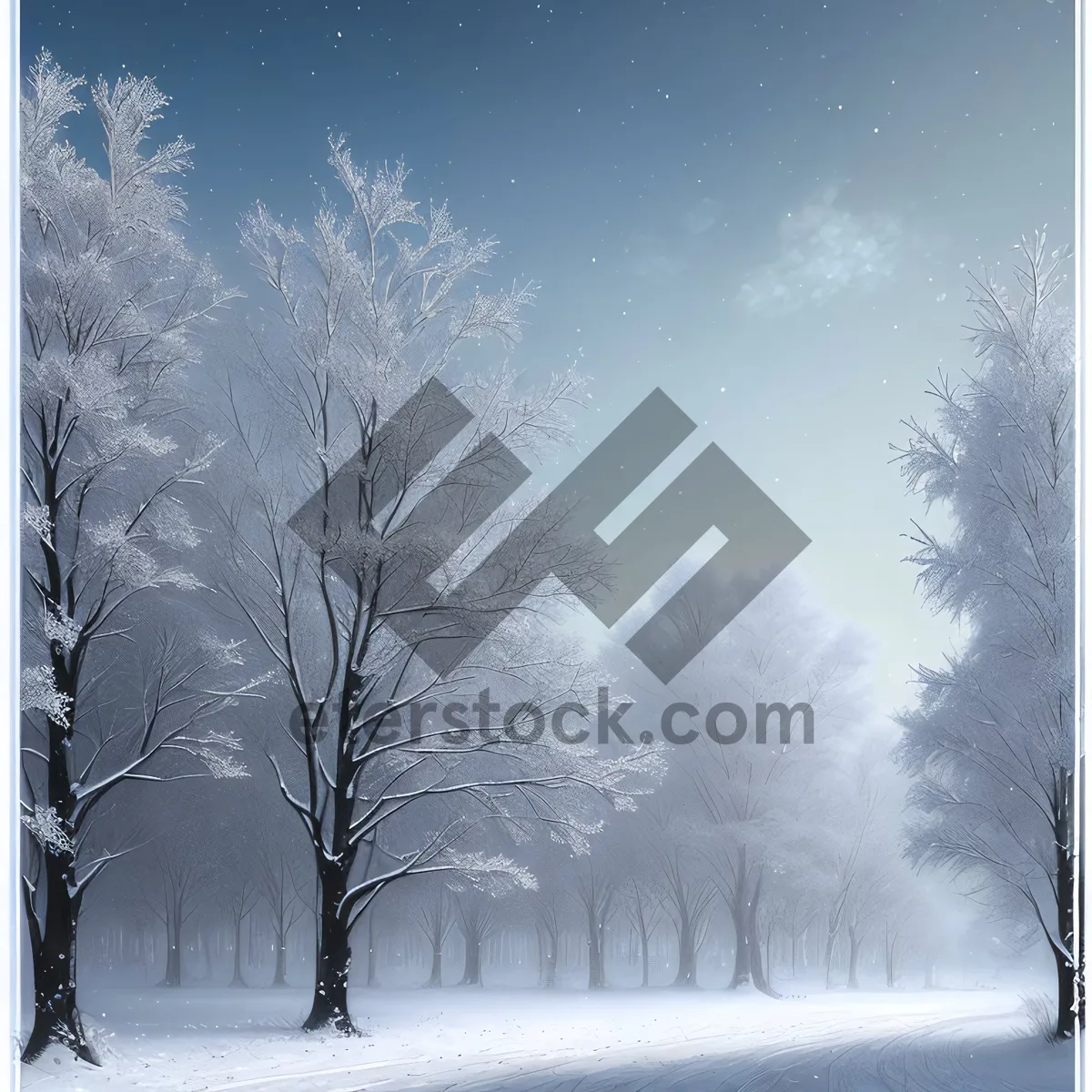 Picture of Winter Wonderland: Snowy Landscape with Frost-Covered Trees