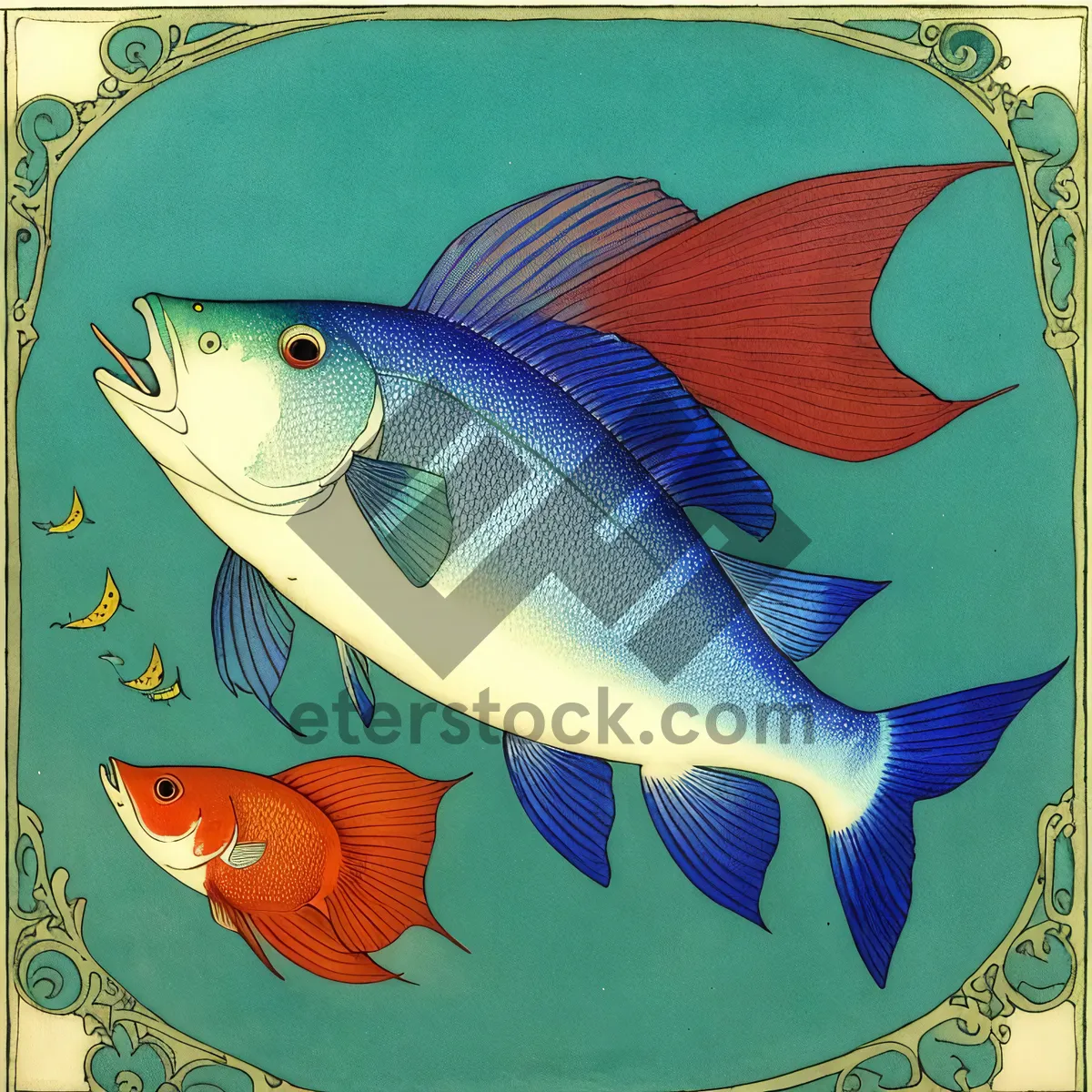 Picture of Floral Fish Bowl Vessel Design - Aquarium Container