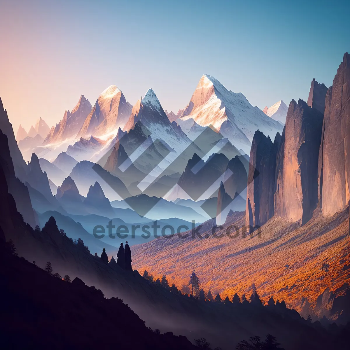 Picture of Snowy Peaks in Majestic Alpine Landscape