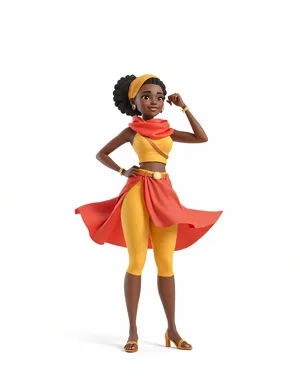 Stylish lady in fashion cape dancing happily