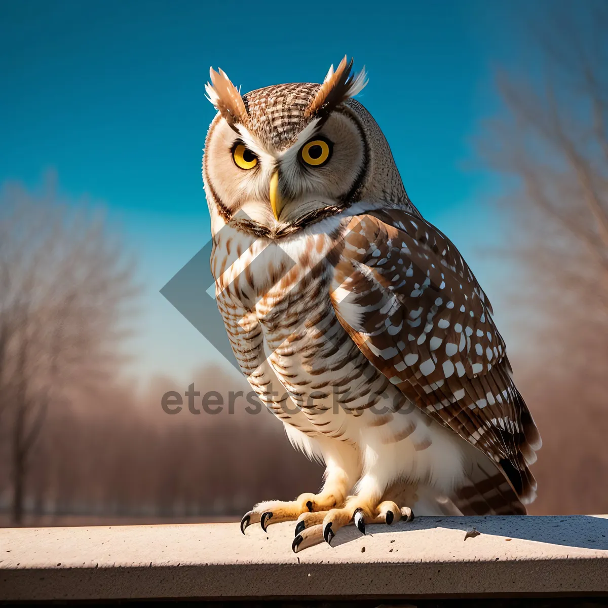 Picture of Wild Bird Staring with Intense Yellow Eyes