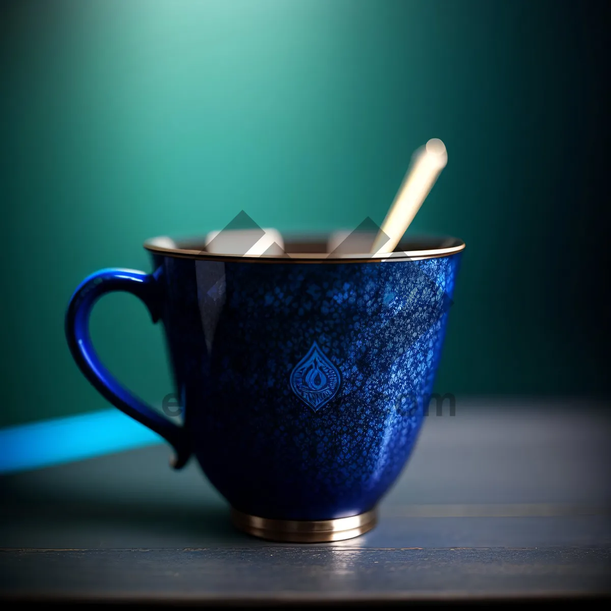 Picture of Hot Coffee in Ceramic Mug with Spoon