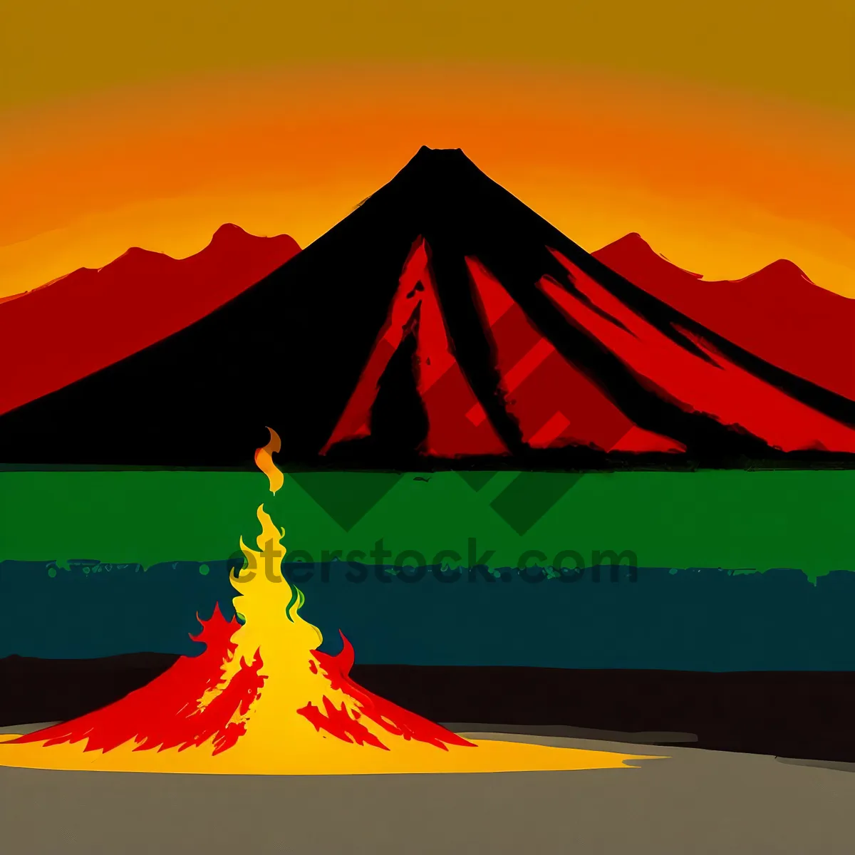 Picture of Sunset Pyramid on Dune Canvas: Majestic Landscape with Flag