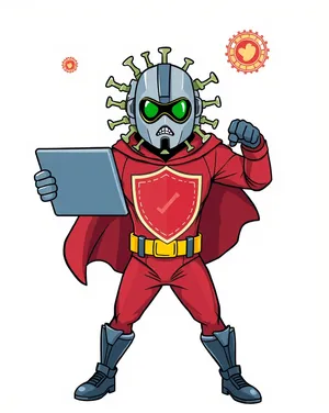 Superhero cartoon man with cape - clip art.