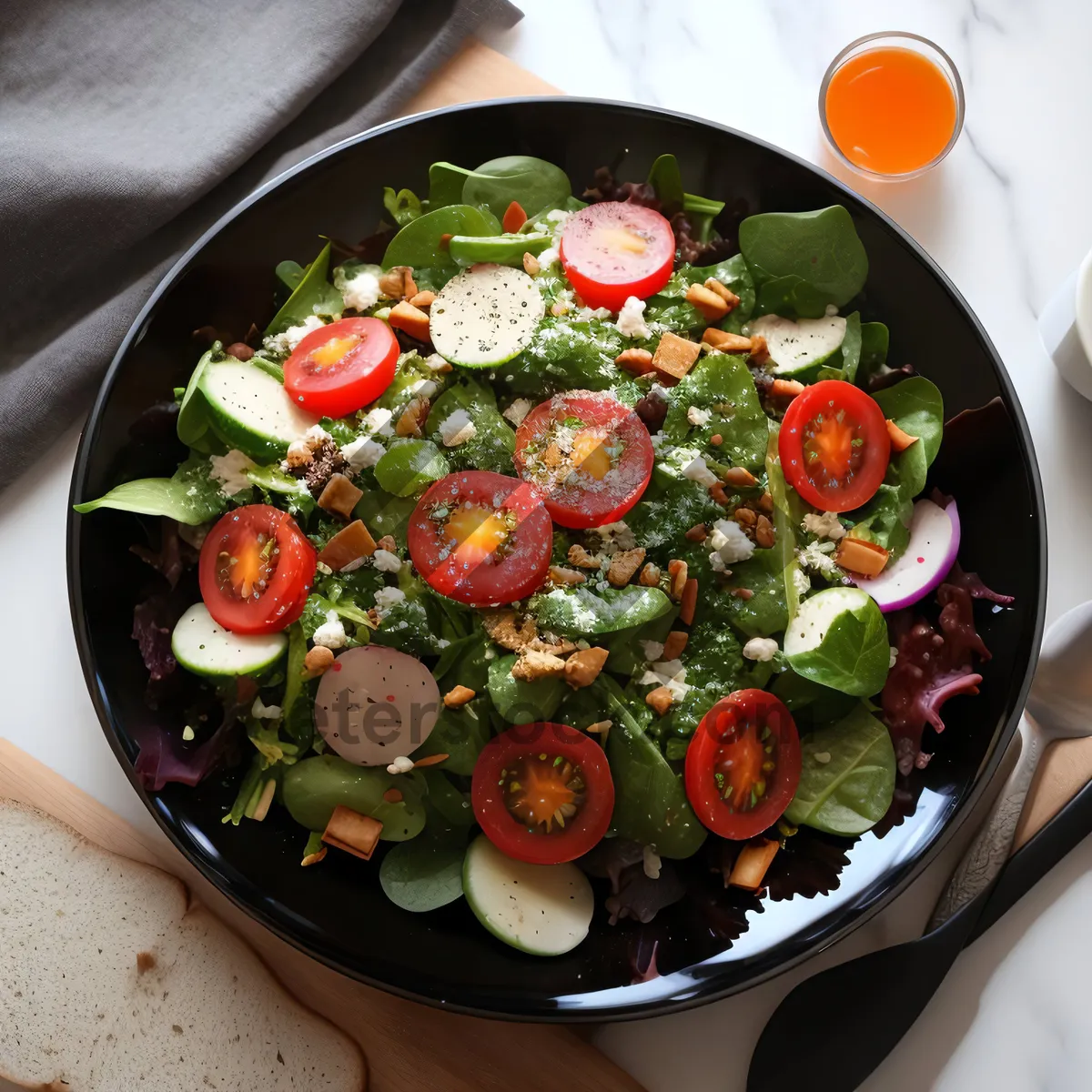 Picture of Delicious Gourmet Salad with Fresh Vegetables and Cheese