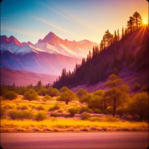 Mountain Majesty: Sunset over Scenic Range