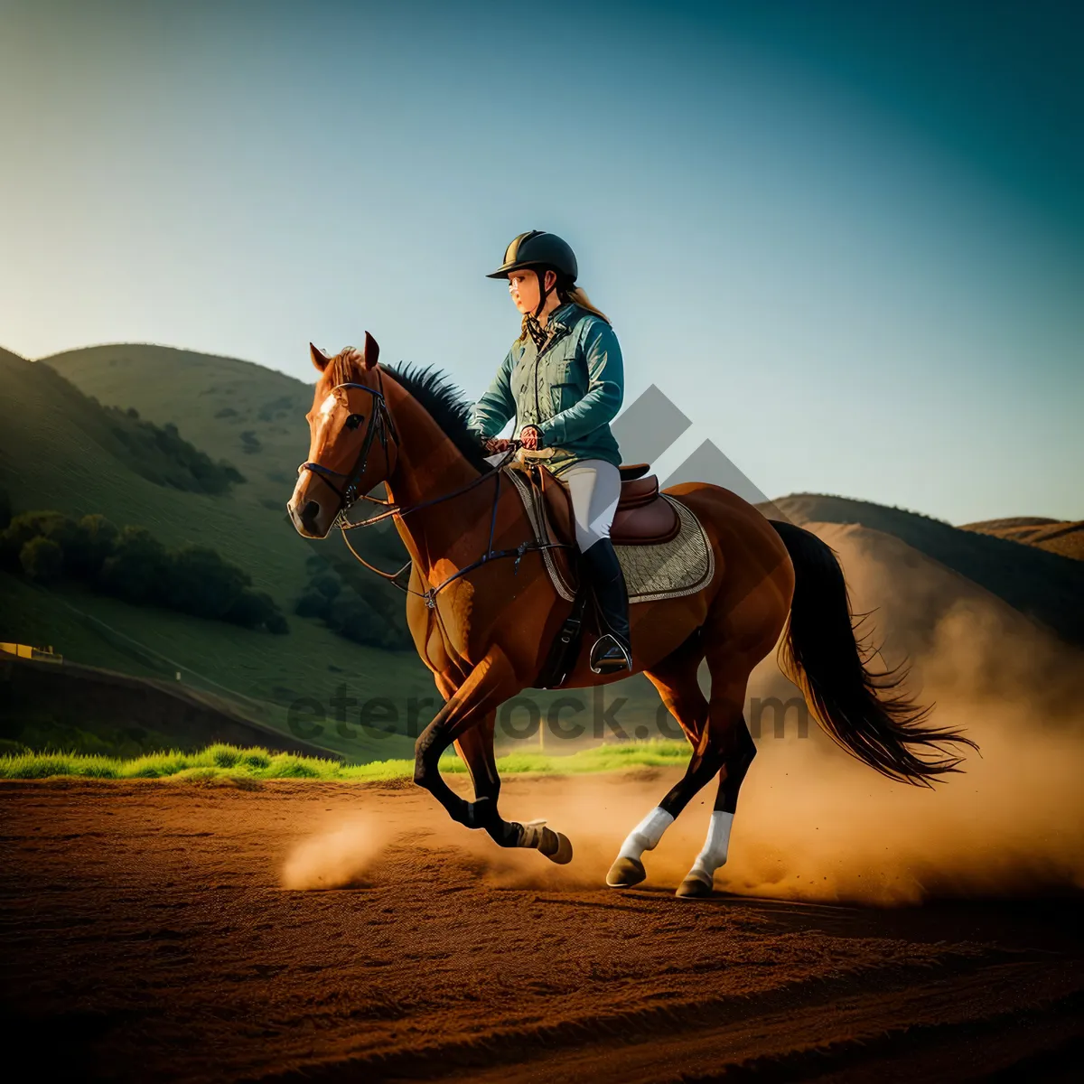 Picture of Stallion galloping on sandy beach