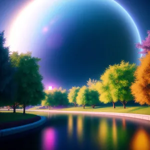 Colorful Horizon over Rural Summer Landscape