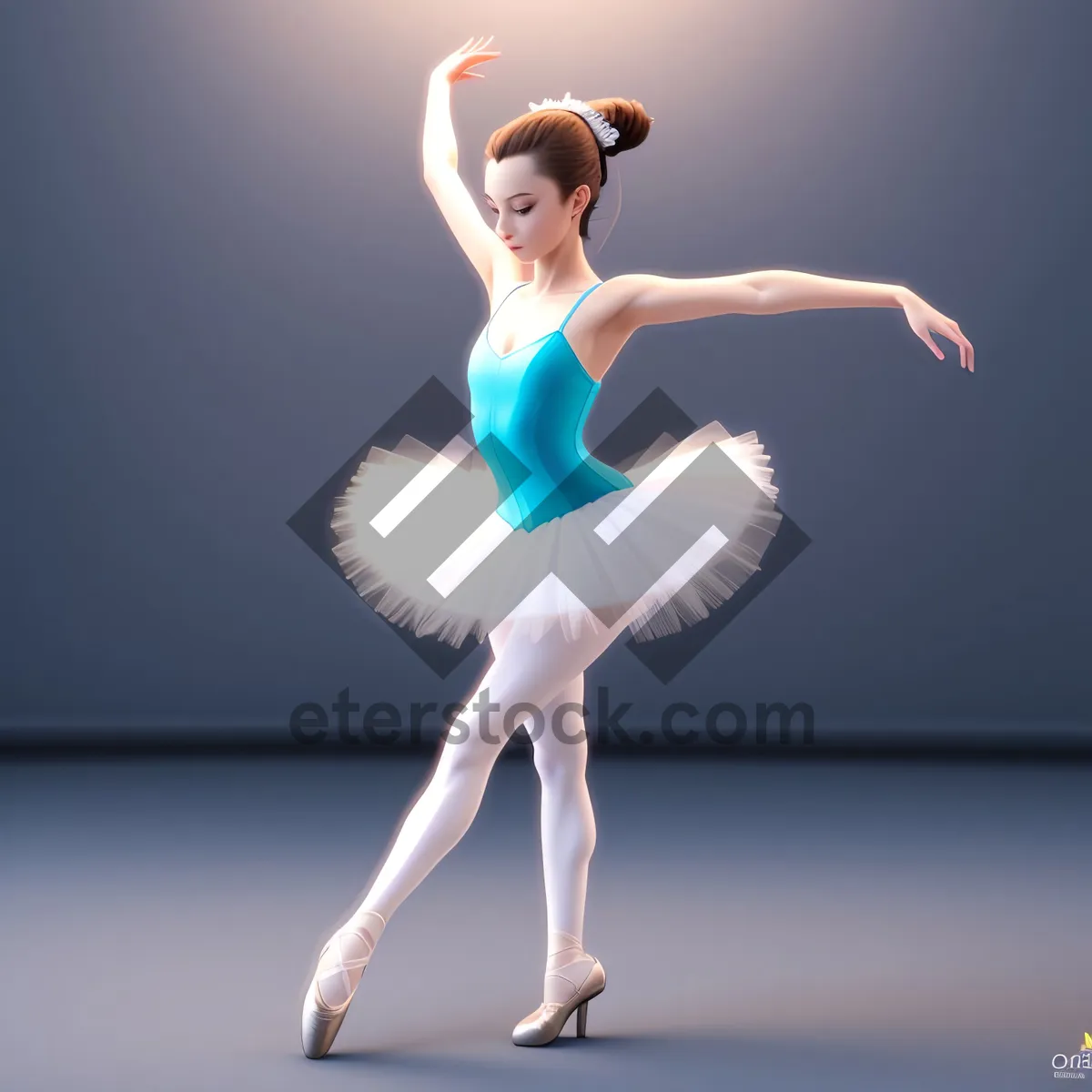 Picture of Elegant Ballerina Poses in Studio Jumping Gracefully